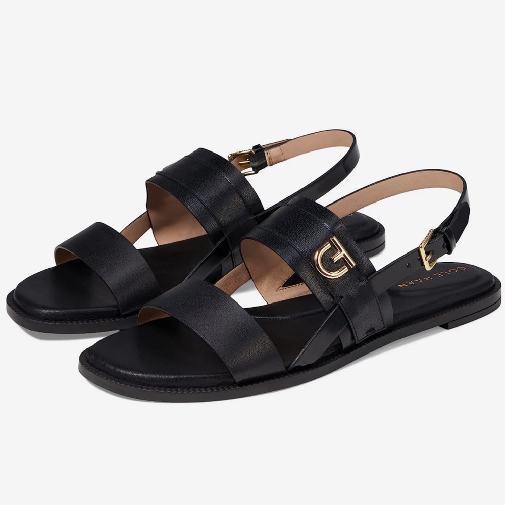 Cole Haan Charlotte Flat Sandal in Black Women's 9 NEW